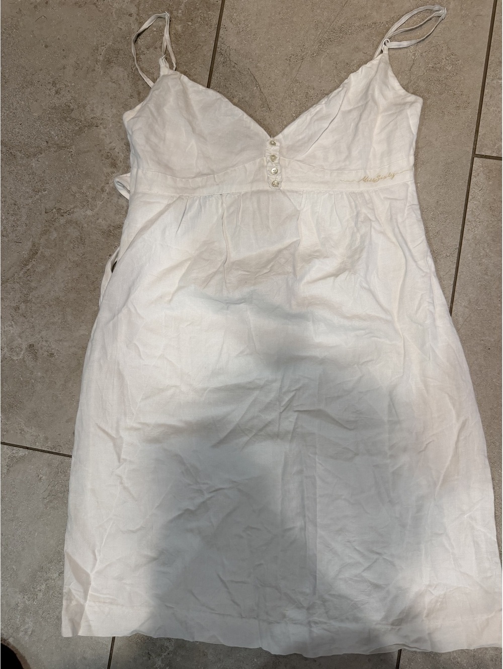 Vintage miss sixty cotton linen baby doll spaghetti strap dress M